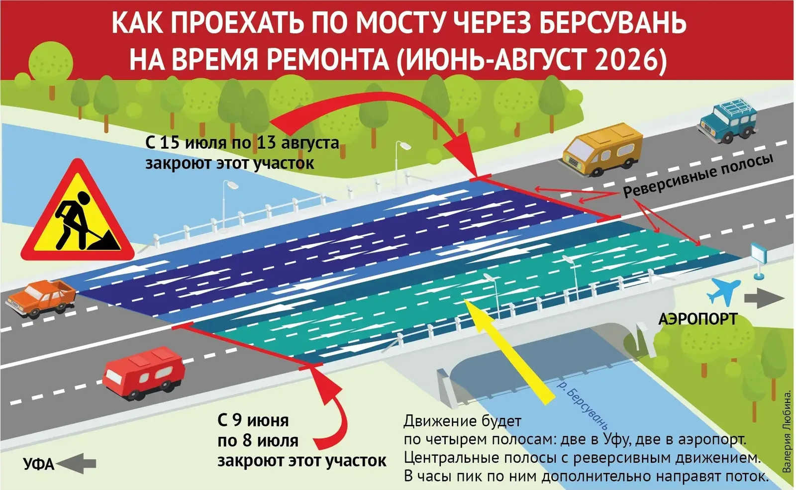 На трассе Уфа-Оренбург с 9 июня частично ограничат движение по мосту