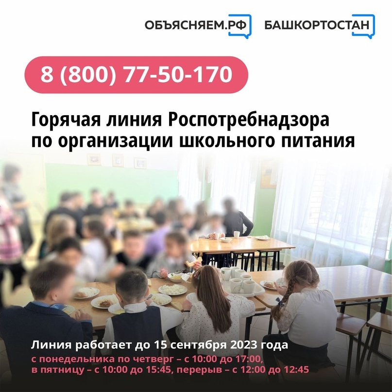В Башкирии работает «горячая линия» по вопросам питания в школах
